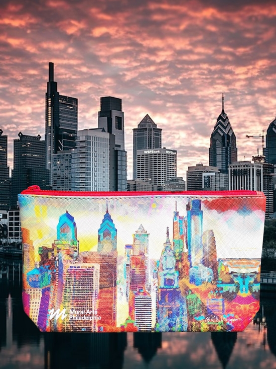 Handbags - Nile Livingston Mural Arts Philadelphia Skyline Zip Pouch New